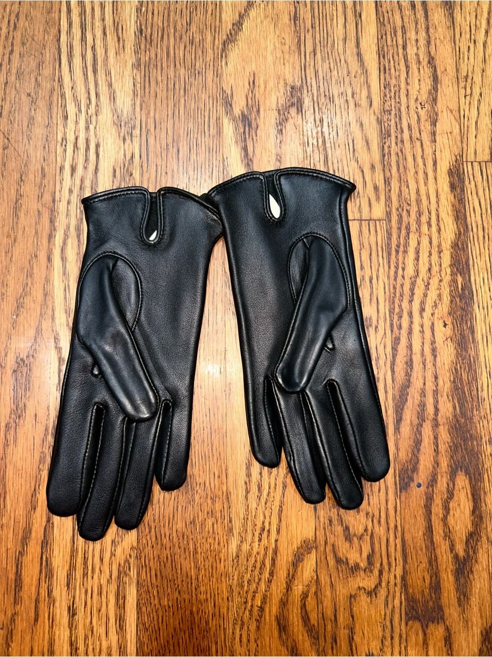 New Lands’ End Delta Leather Gloves Black Passport Plum Size M